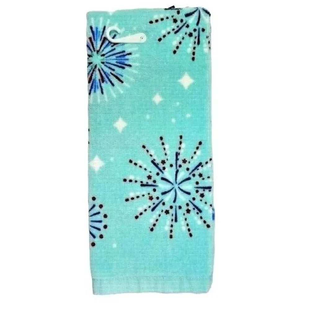 Patriotic Owl Kitchen 2-pc Towels Holiday Fireworks Bird Red White Blue on Teal